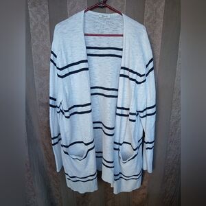 💎 Madewell Women's Long Cardigan  Black and White Striped #0249